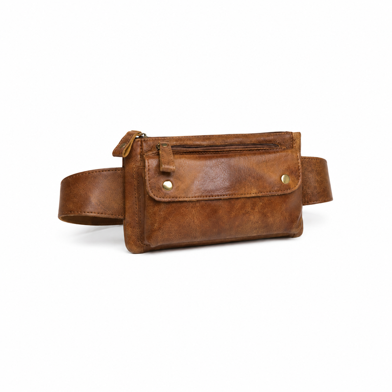 Vintage Brown Leather Waist Belt Bag-2