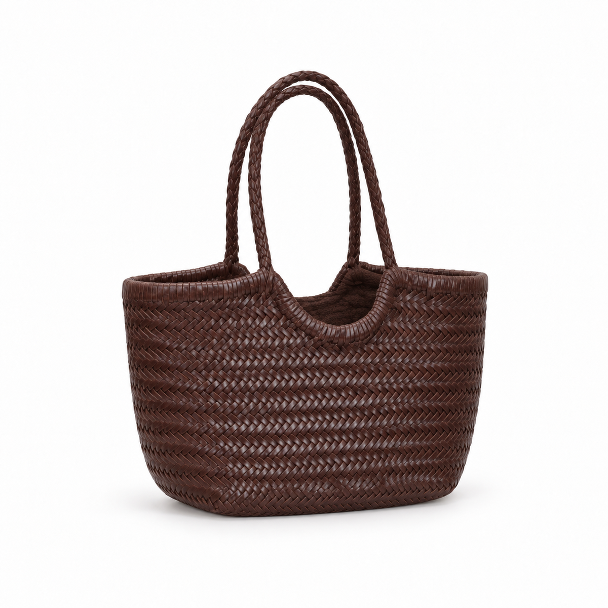 Chocolate Brown Woven Everyday Tote Bag-1