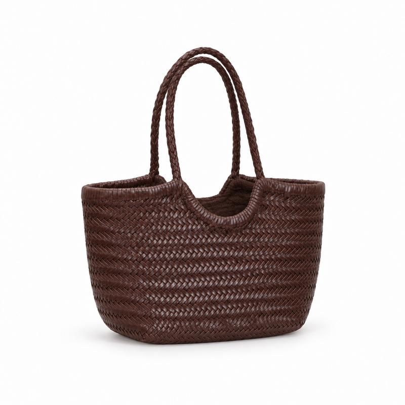 Chocolate Brown Woven Everyday Tote Bag-1