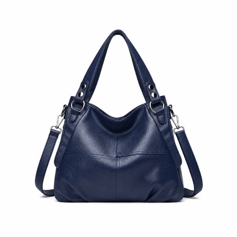 Navy Blue Textured Everyday Hobo Handbag-4