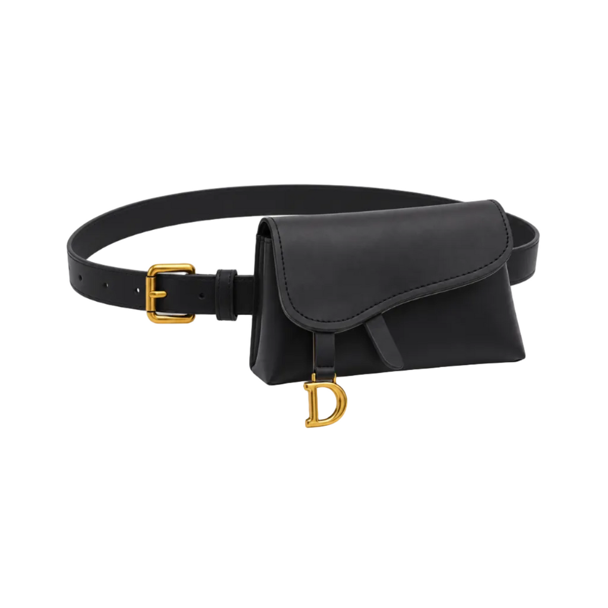Black Asymmetric Flap Bag With Belt-1
