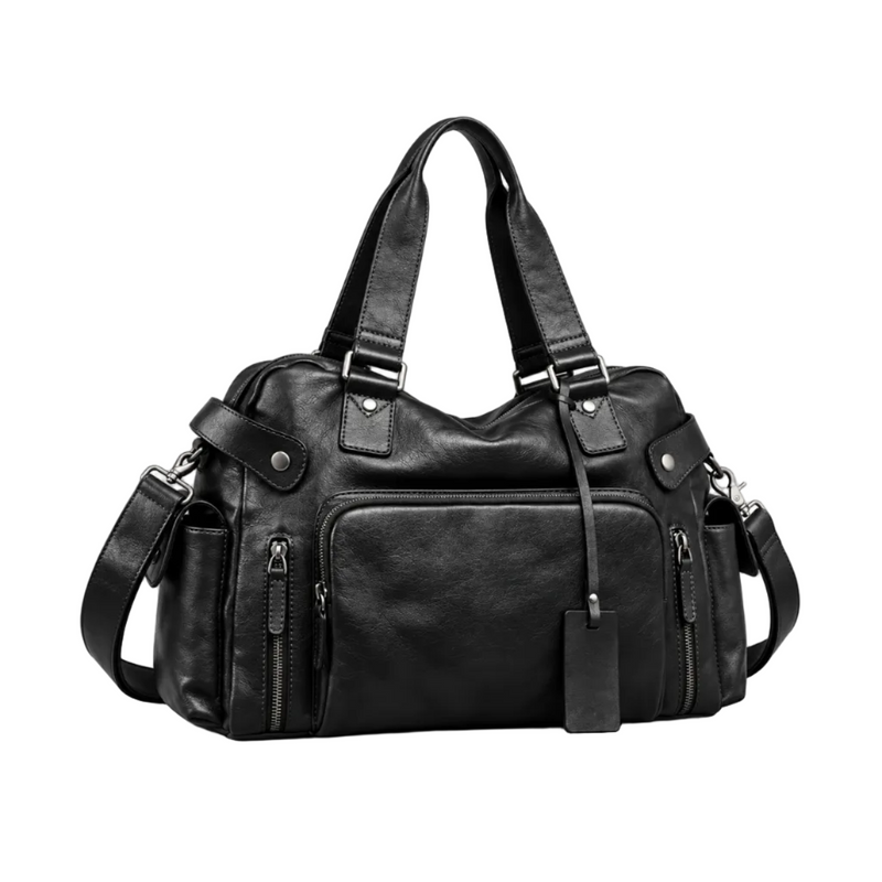 Vintage Black Multi Pocket Shoulder Handbag-1