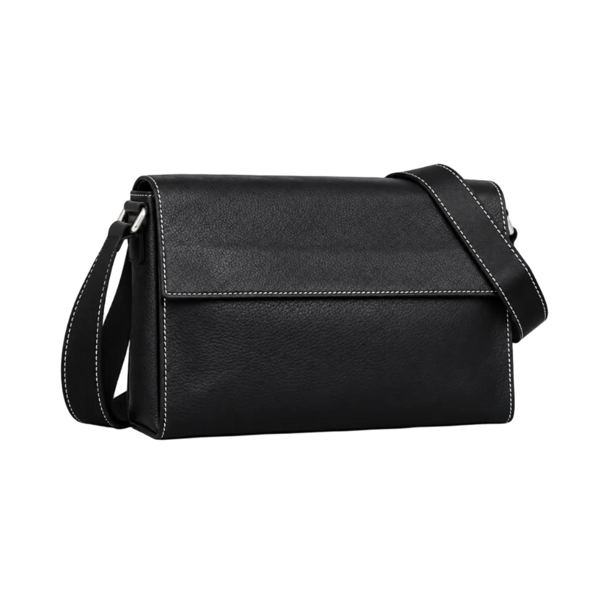 Classic Black Leather Satchel Shoulder Bag