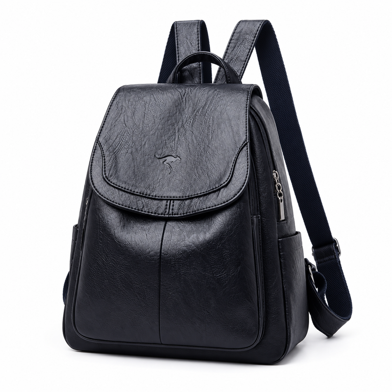 Classic Black Textured Flap Everyday Backpack-3