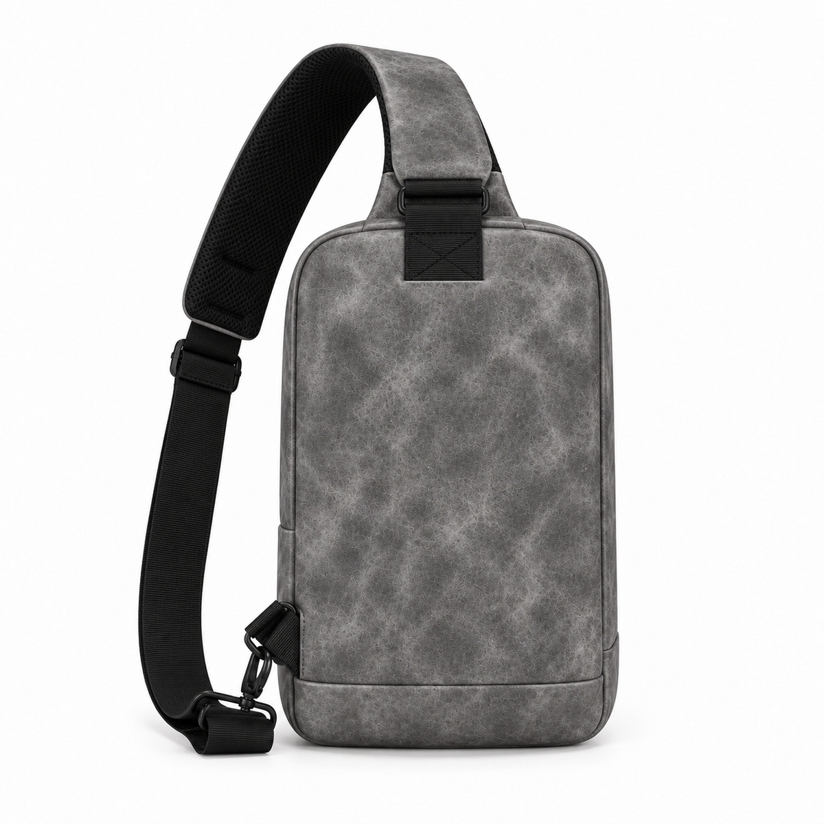 Grey Textured Crossbody Sling Bag