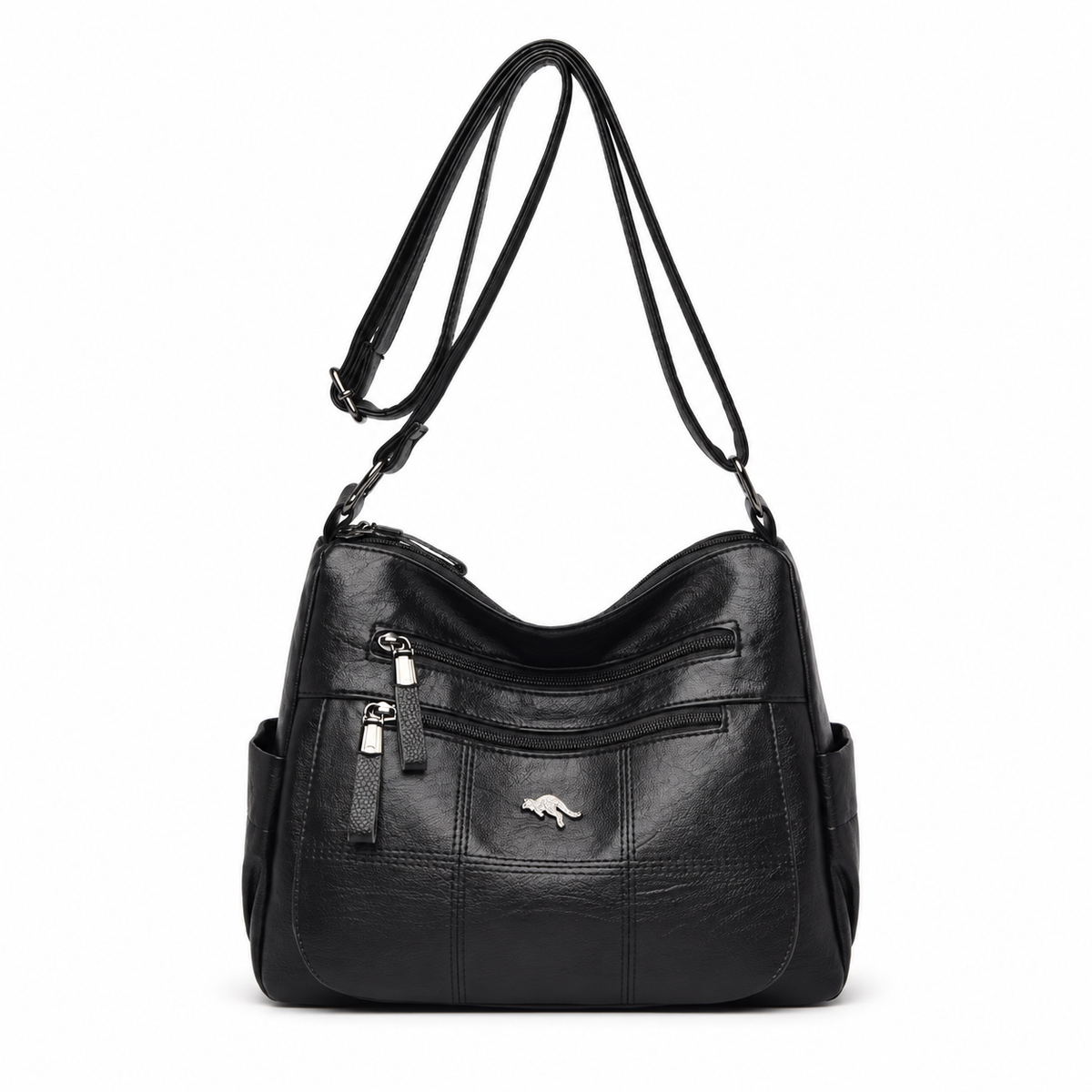 Classic Black Multi Pocket Crossbody Bag-4