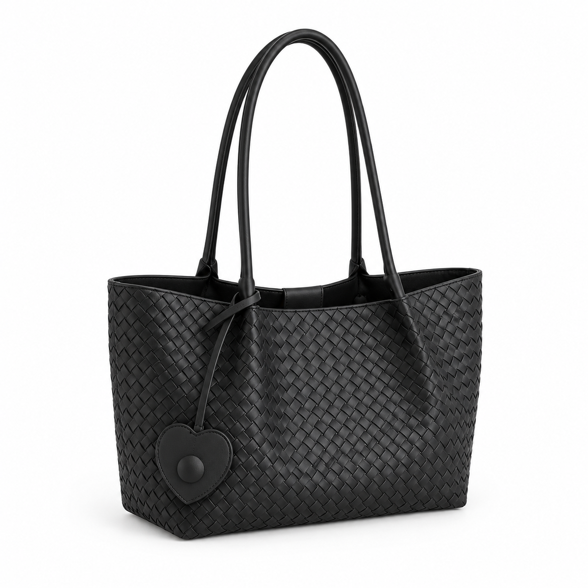 Elegant Black Woven Shoulder Tote Bag-1