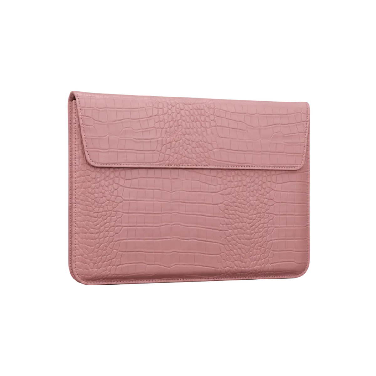 Pink Crocodile Embossed Leather Laptop Bag-1