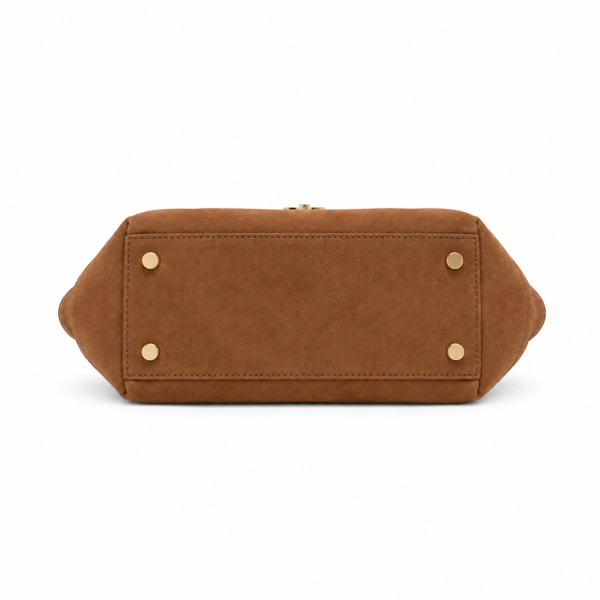Elegant Brown Suede Winged Handle Handbag-4