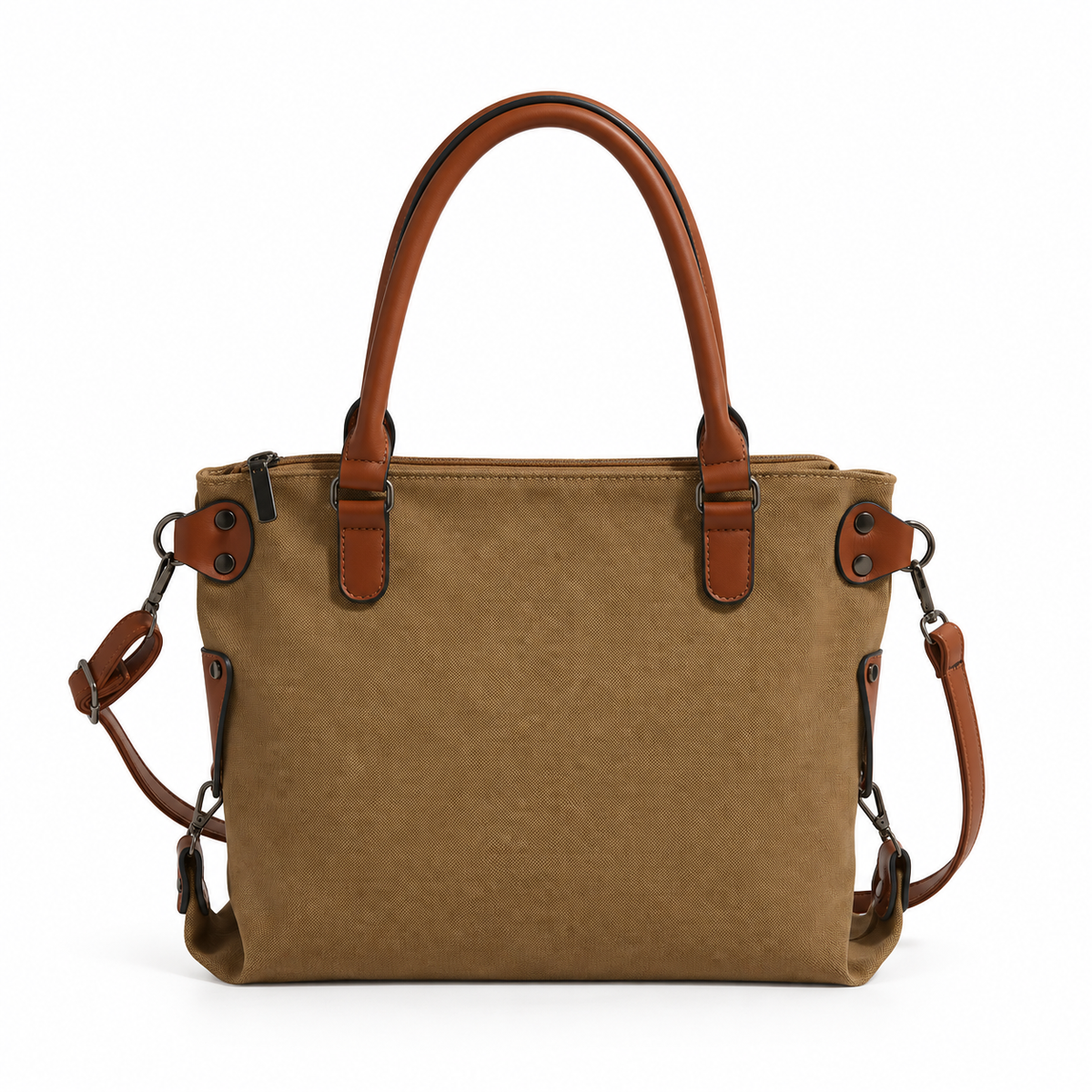 Vintage Paris Leather Canvas Tote Bag