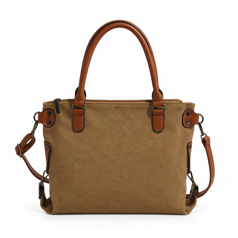 Vintage Paris Leather Canvas Tote Bag-2
