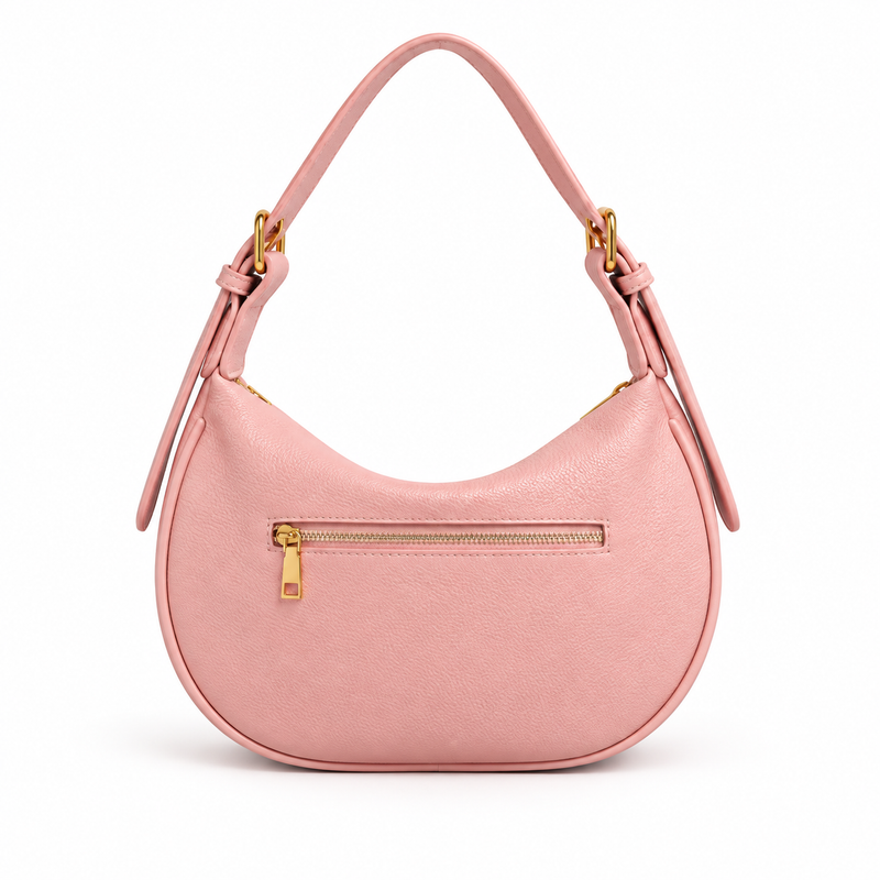 Blush Pink Crescent Hobo Shoulder Bag-2