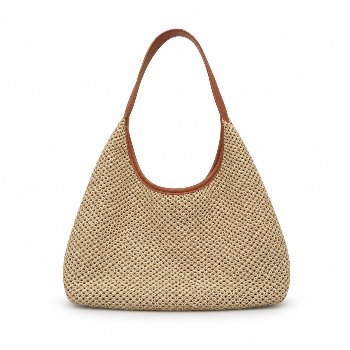 Light Brown Woven Raffia Shoulder Bag-4