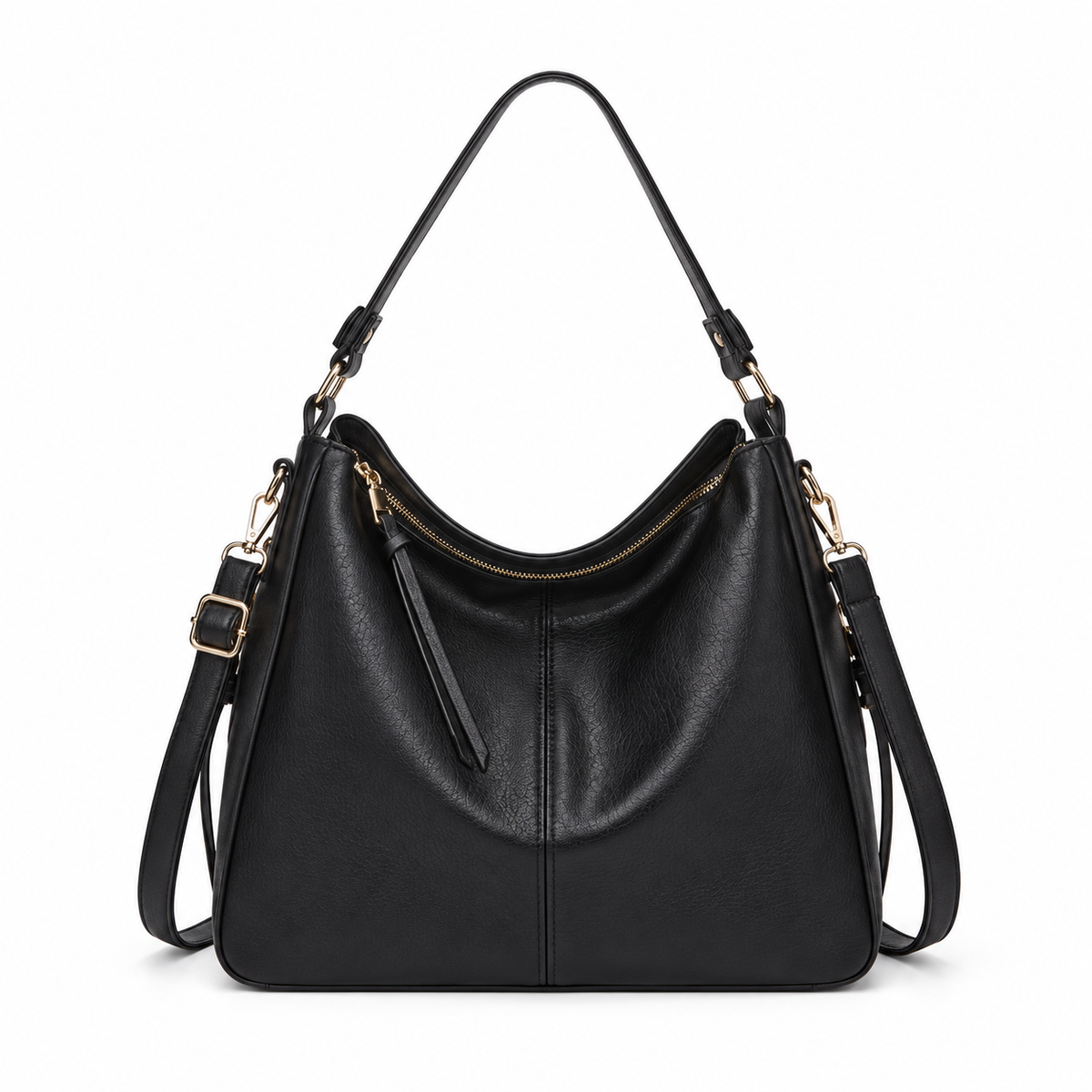 Classic Black Hobo Shoulder Crossbody Bag-3
