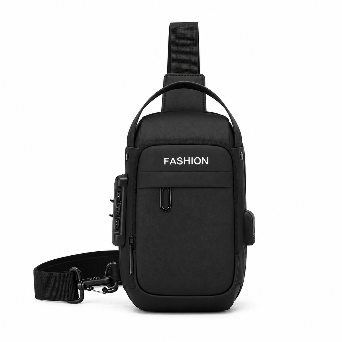 Black Compact Crossbody Sling Travel Bag-4