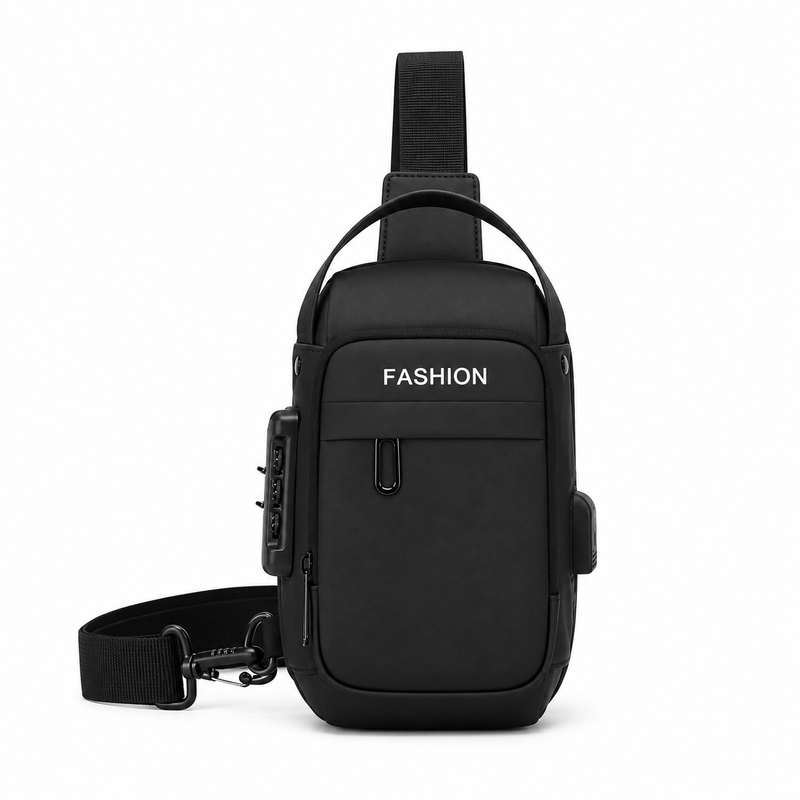 Black Compact Crossbody Sling Travel Bag-4