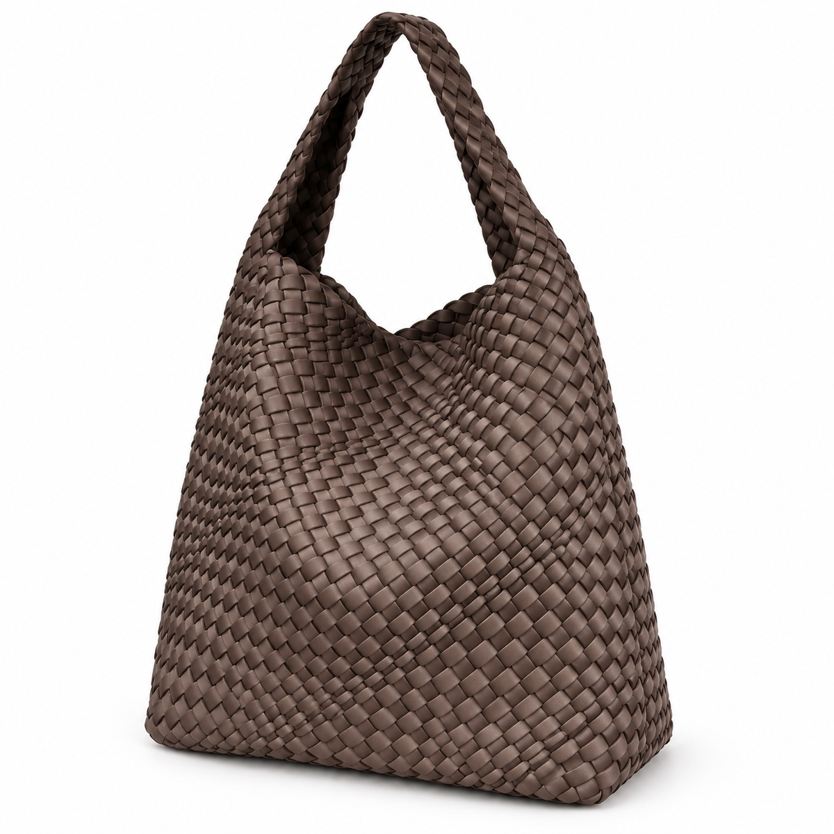 Elegant Brown Woven Hobo Shoulder Bag-2