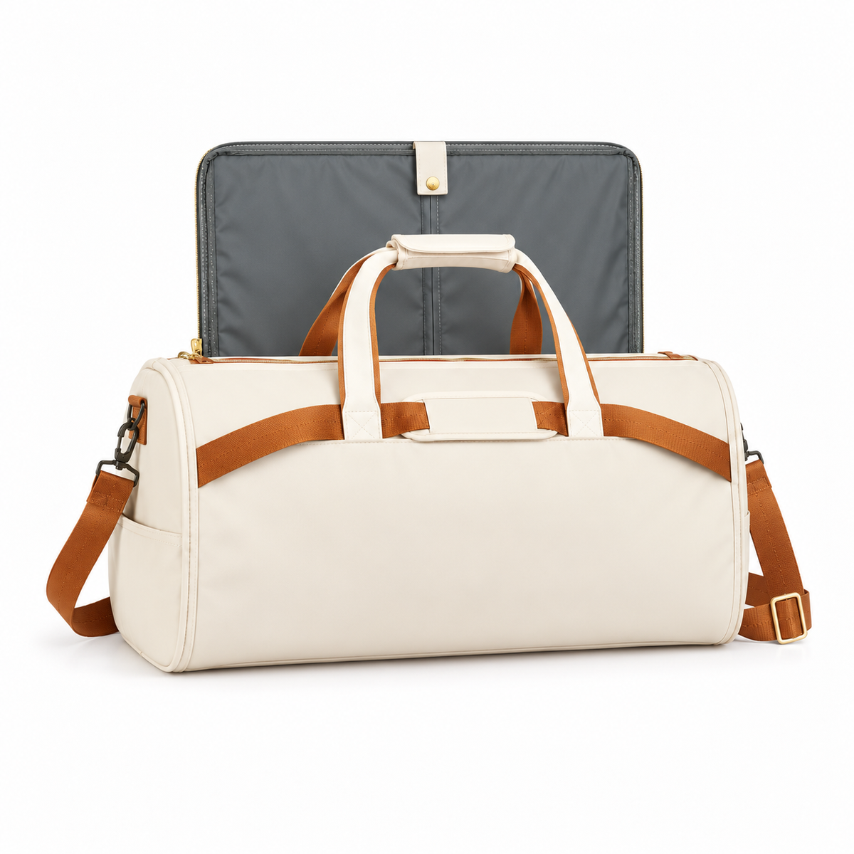 Cream Convertible Garment Overnight Travel Bag-2