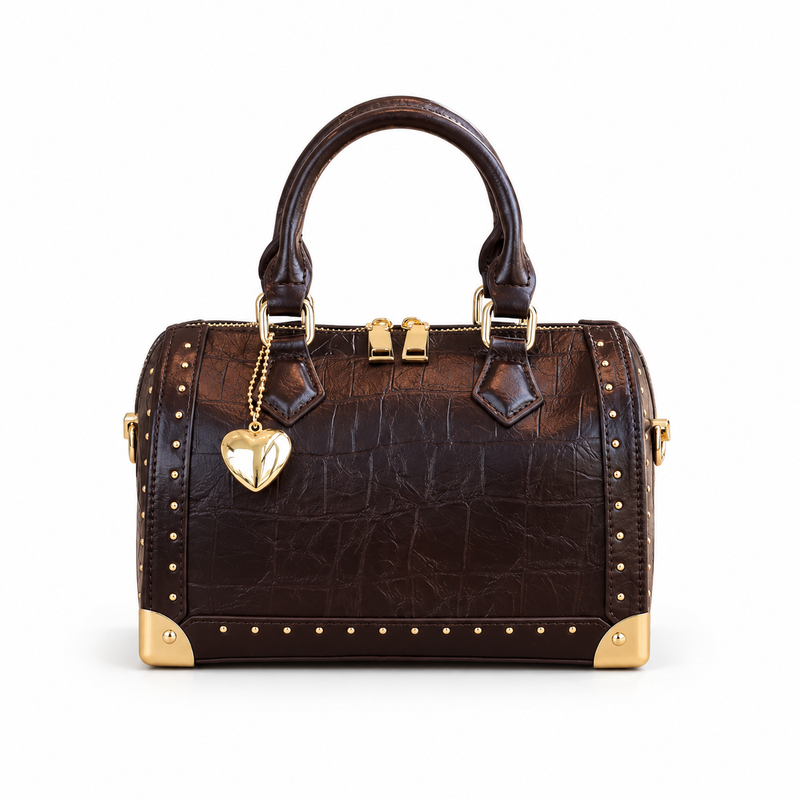 Dark Coffee Leather Satchel Bag-4