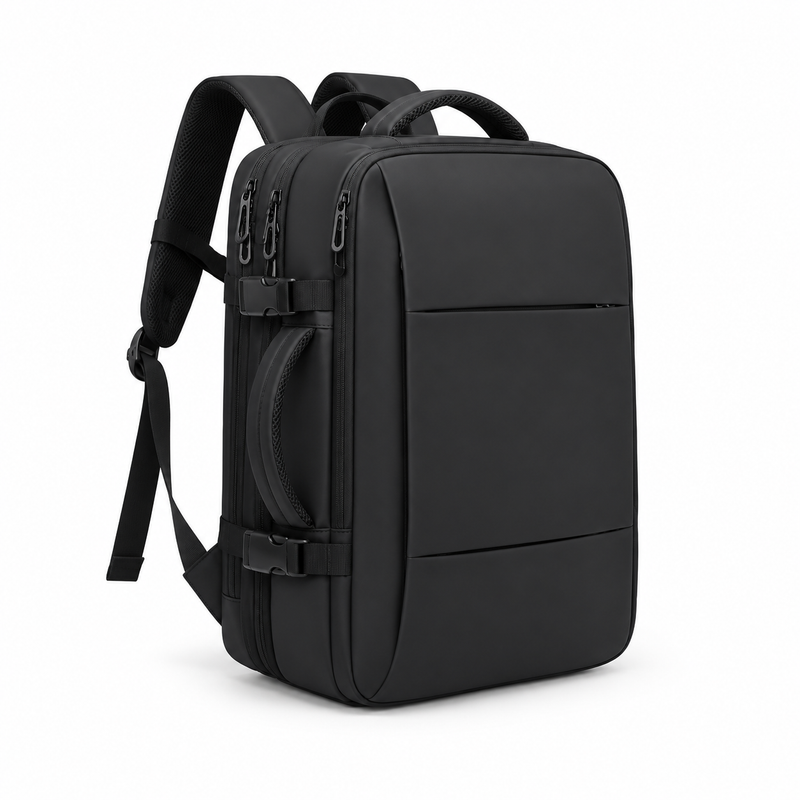 Black Camera Backpack With Multiple Compartments-1