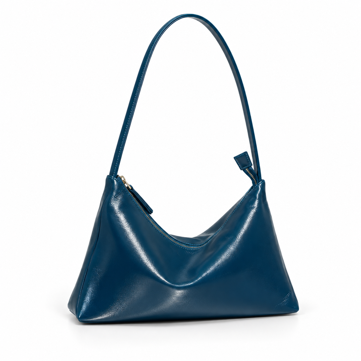 Elegant Navy Blue Glossy Shoulder Bag-1