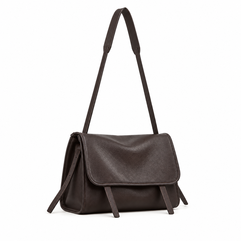 Women’s Espresso Brown Textured Messenger Bag-1