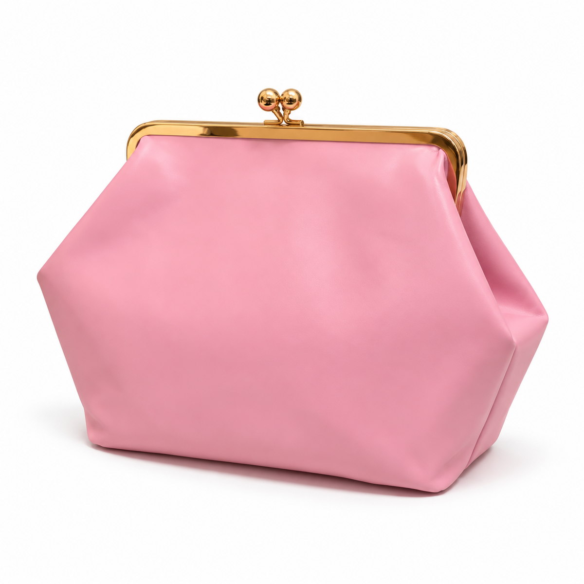 Elegant Pink Gold Frame Kisslock Clutch-3