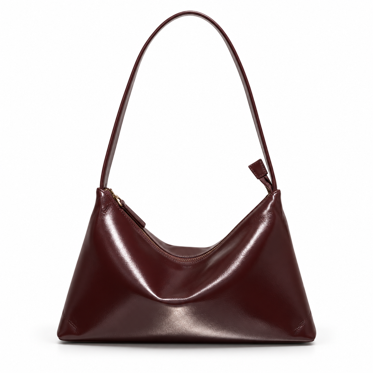 Elegant Wine Coffee Glossy Shoulder Bag-2