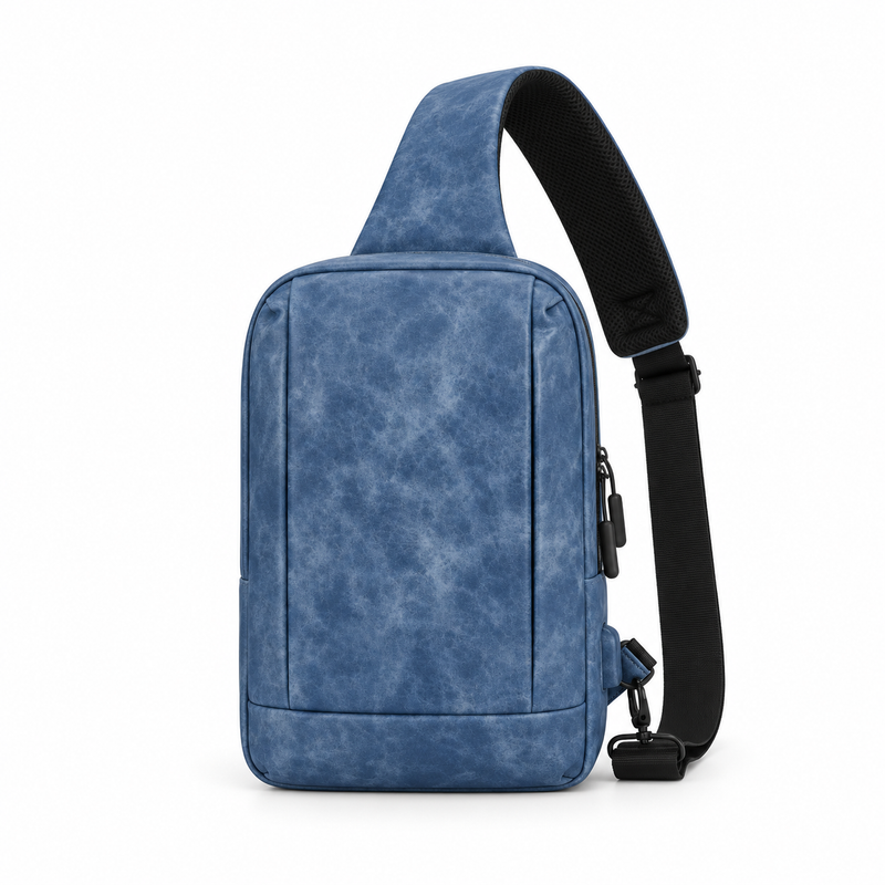 Blue Vintage Style Crossbody Sling Bag-4
