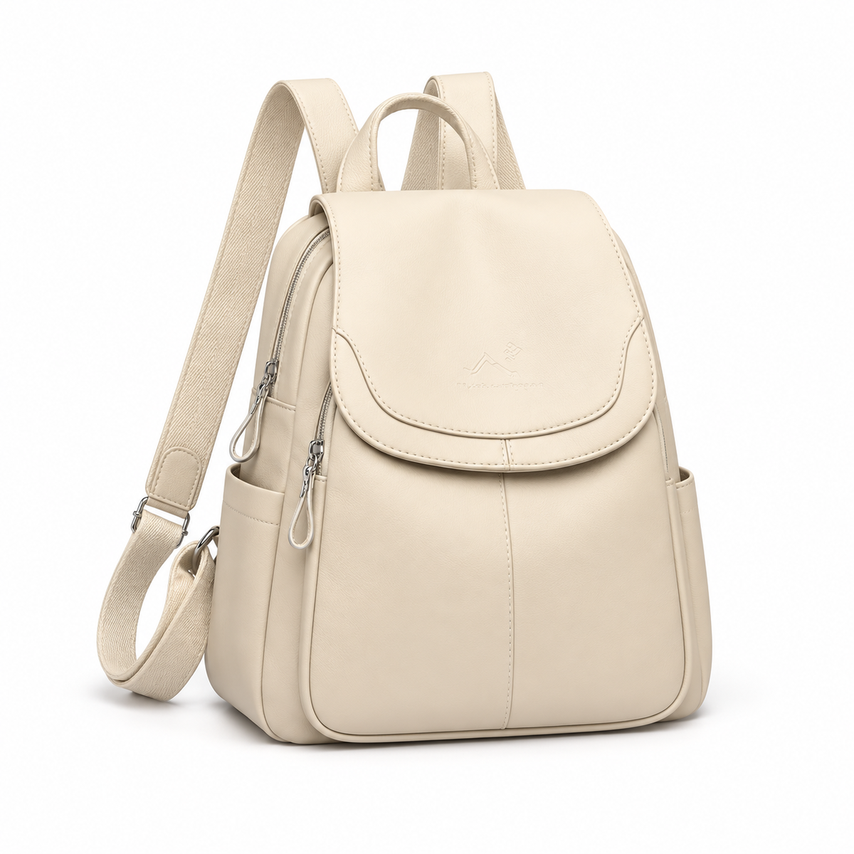 Elegant Cream Flap Backpack For Women-1