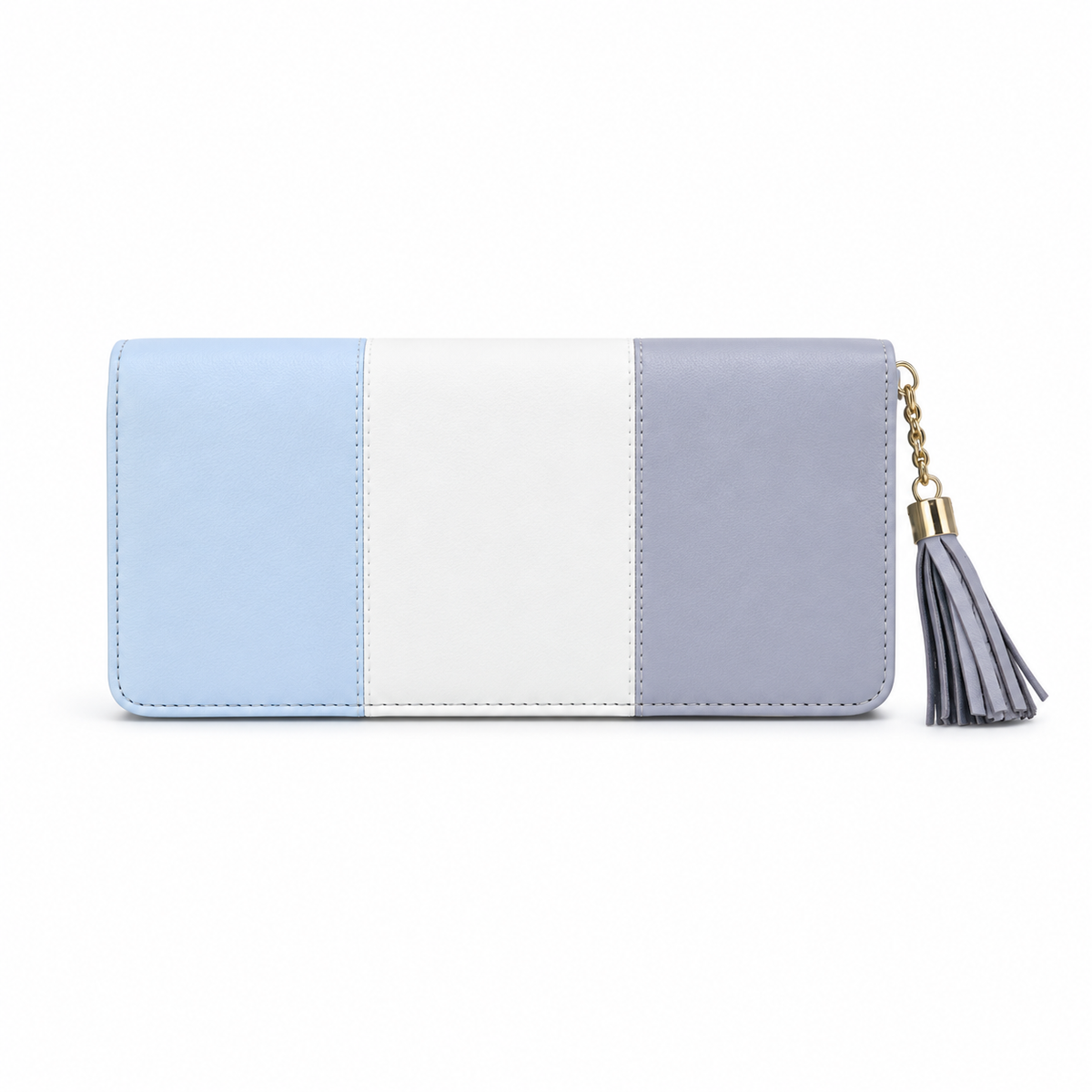 Pastel Color Block Wallet With Tassel-3