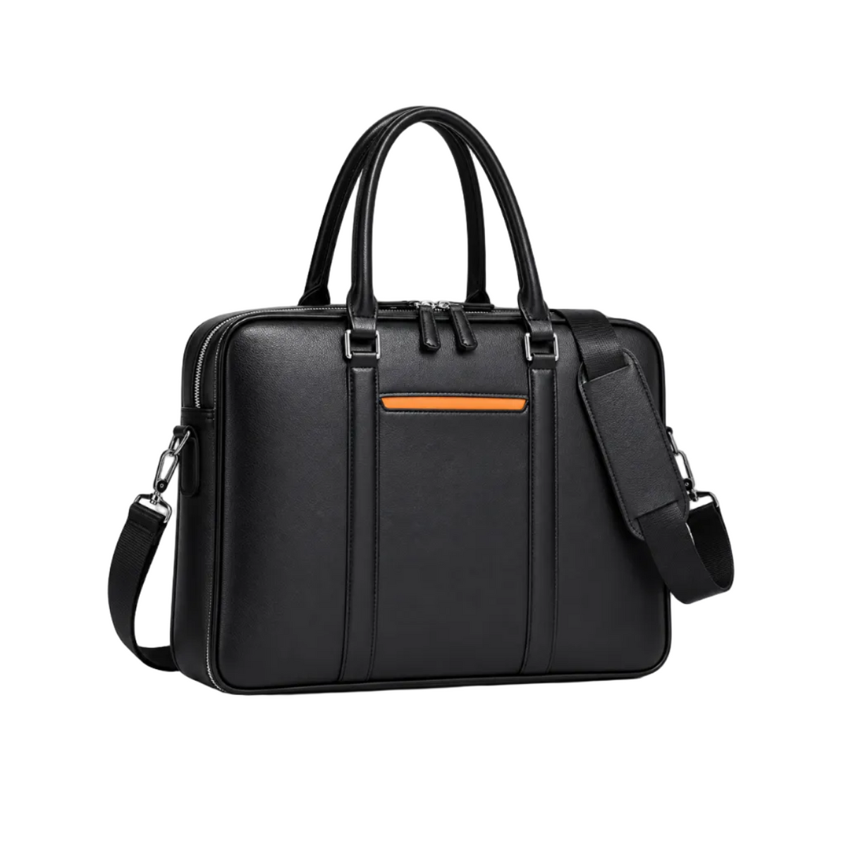 Classic Black Leather Laptop Briefcase Bag