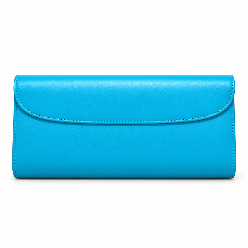 Turquoise Clutch With Sculptural Gold Detail-2