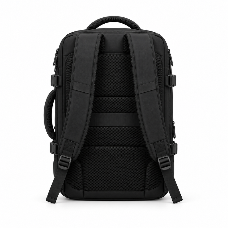 Black Camera Backpack With Multiple Compartments-2