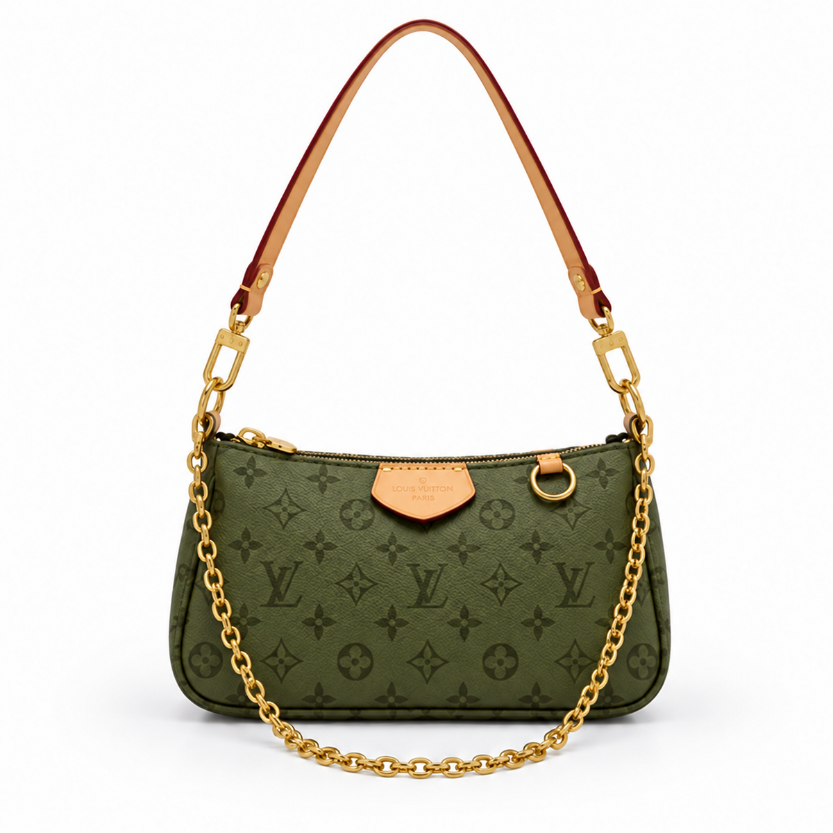 Army Green Monogram Chain Shoulder Bag-2