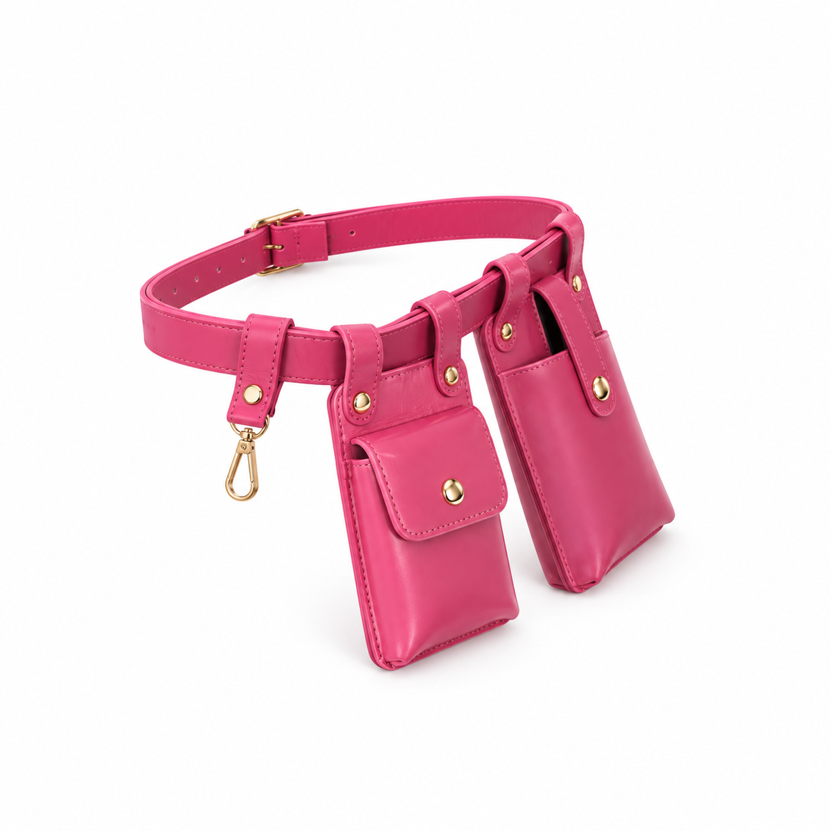 Pink Adjustable Belt Double Pouch Set-4