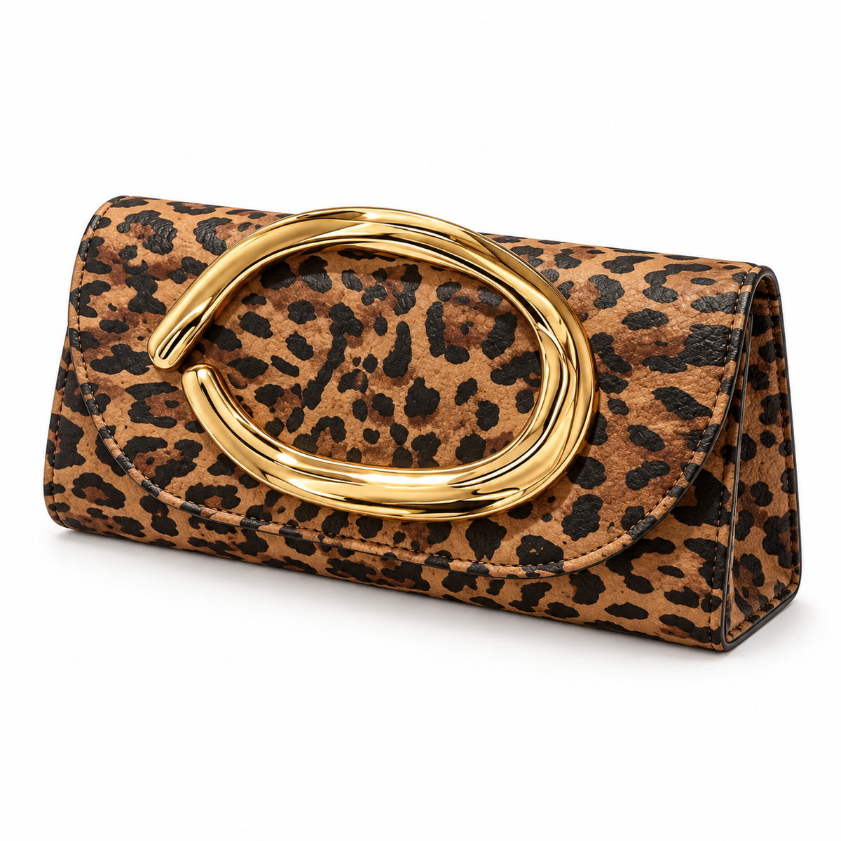 Leopard Print Clutch With Golden Handle-3