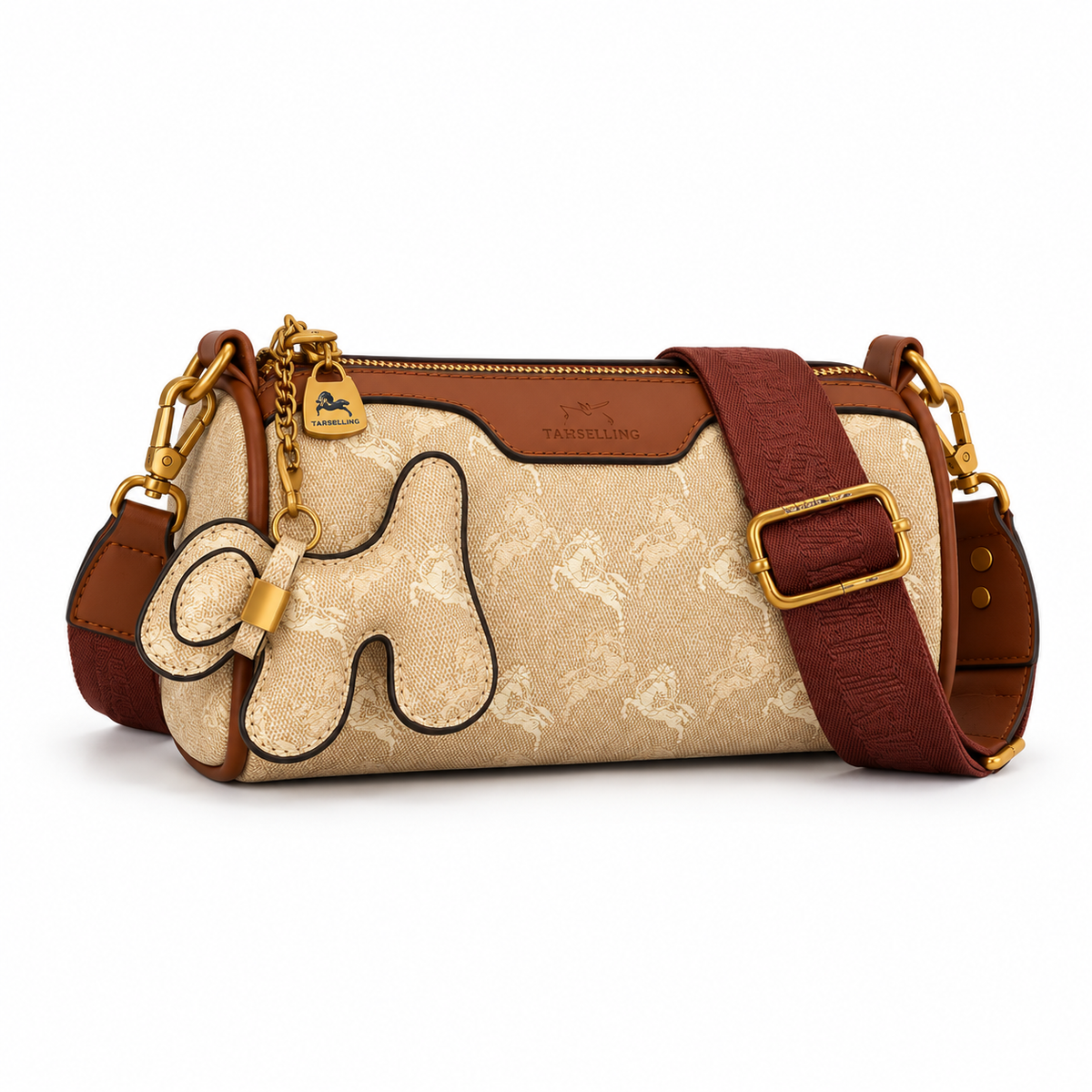 Shallow Khaki Monogram Charm Crossbody Bag-1