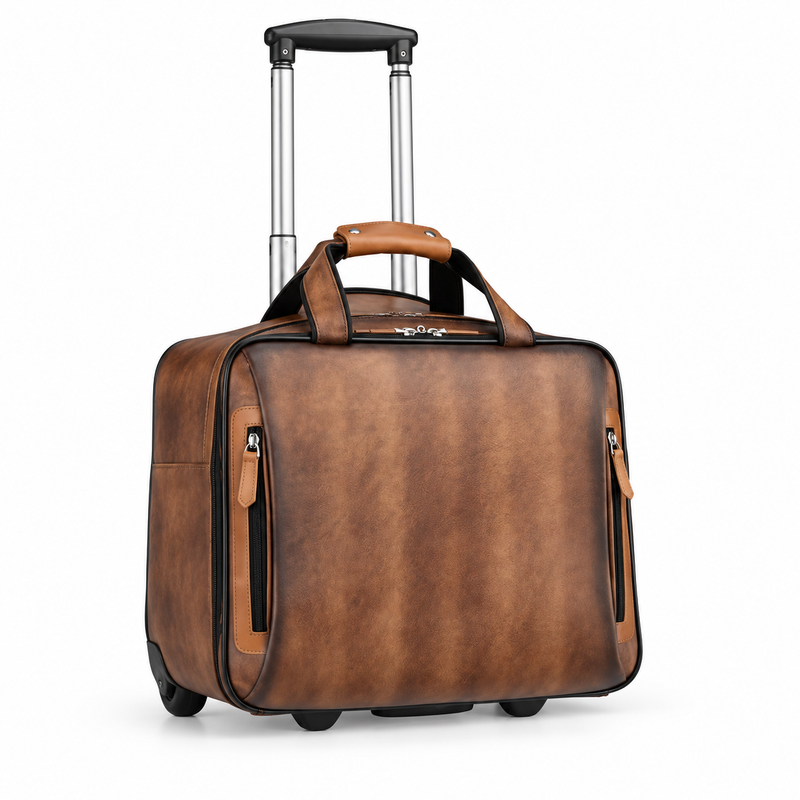 Vintage Brown Rolling Business Travel Bag-1