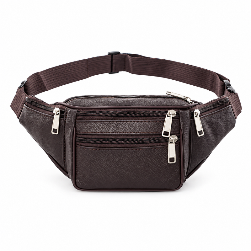 Dark Brown Multi Pocket Waist Bag-4