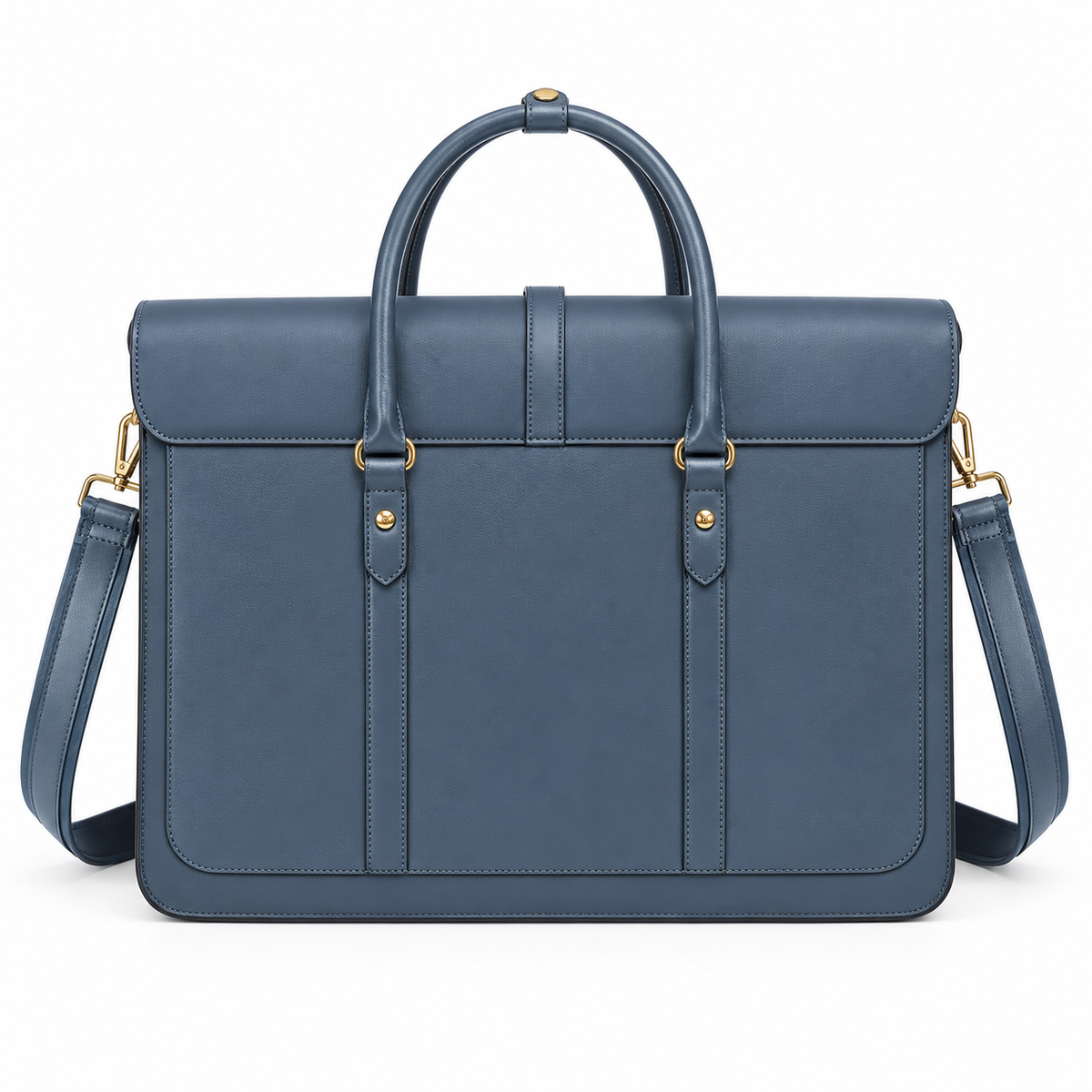 Slate Blue Bow Leather Laptop Bag-3