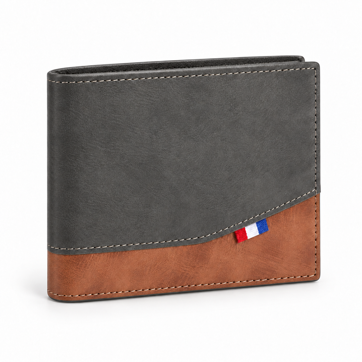Charcoal Grey Brown Contrast Bifold Wallet