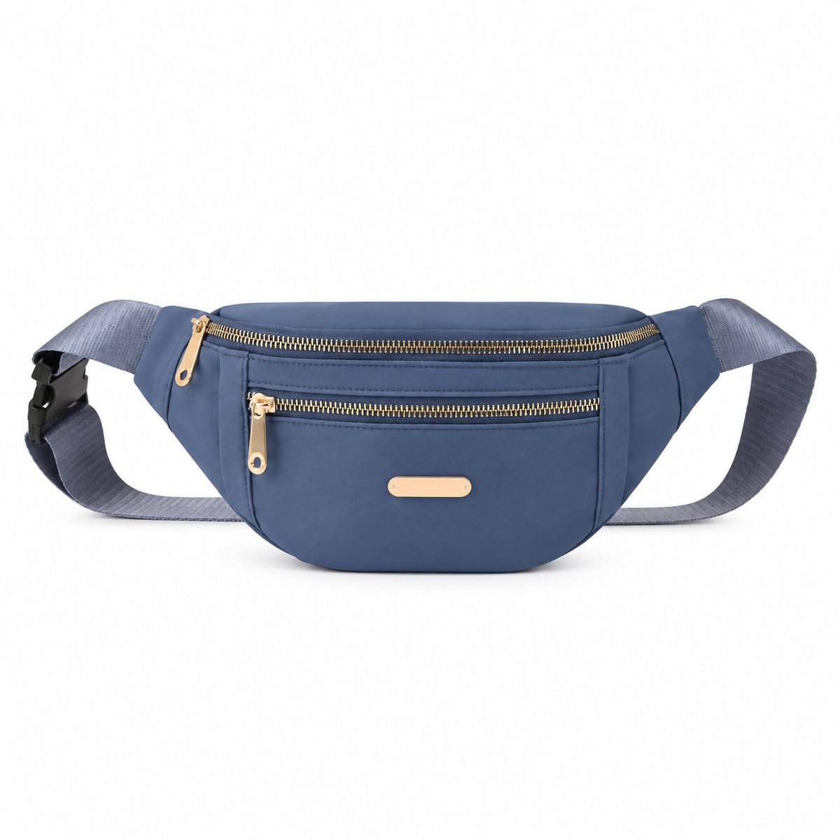 Slate Blue Waist Bag With Gold Details-2