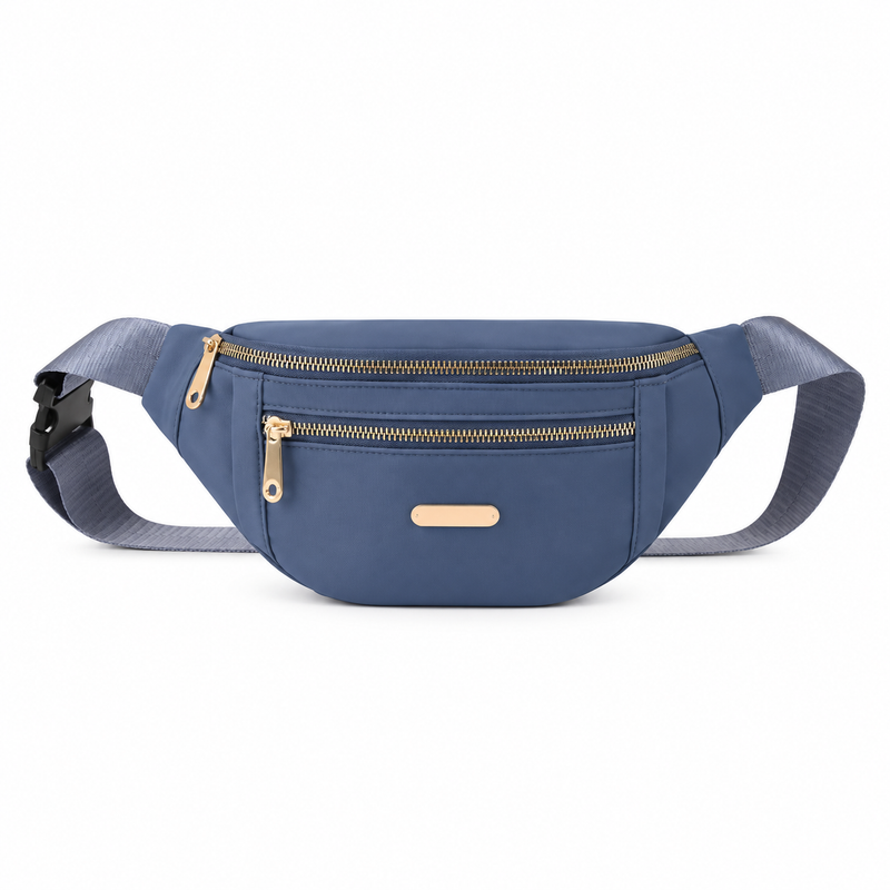 Slate Blue Waist Bag With Gold Details-2