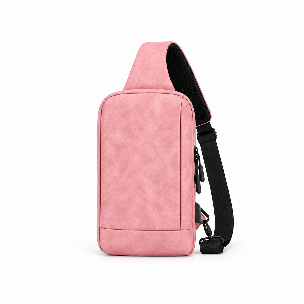 Pink Textured Sling Bag Adjustable Strap-2