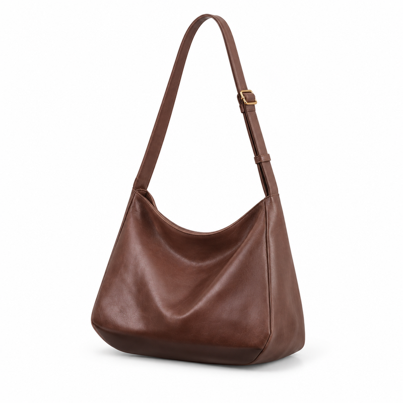 Classic Brown Slouchy Adjustable Crossbody Bag-2