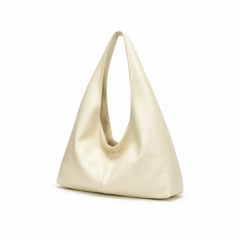 Cream Soft Slouchy Hobo Shoulder Bag-3