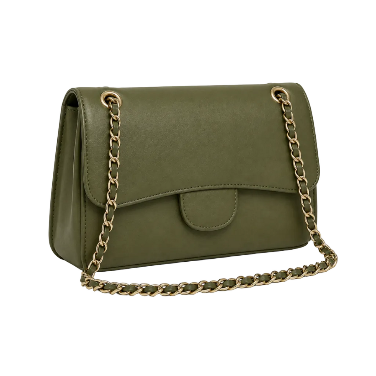 Army Green Chain-Strap Shoulder Bag-1