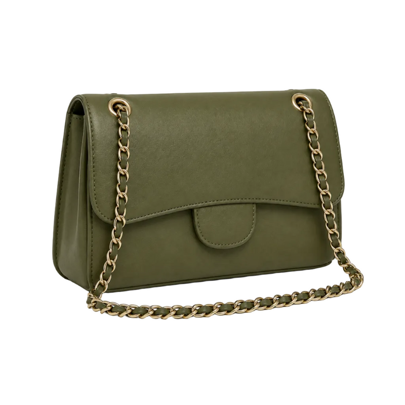 Army Green Chain-Strap Shoulder Bag-1
