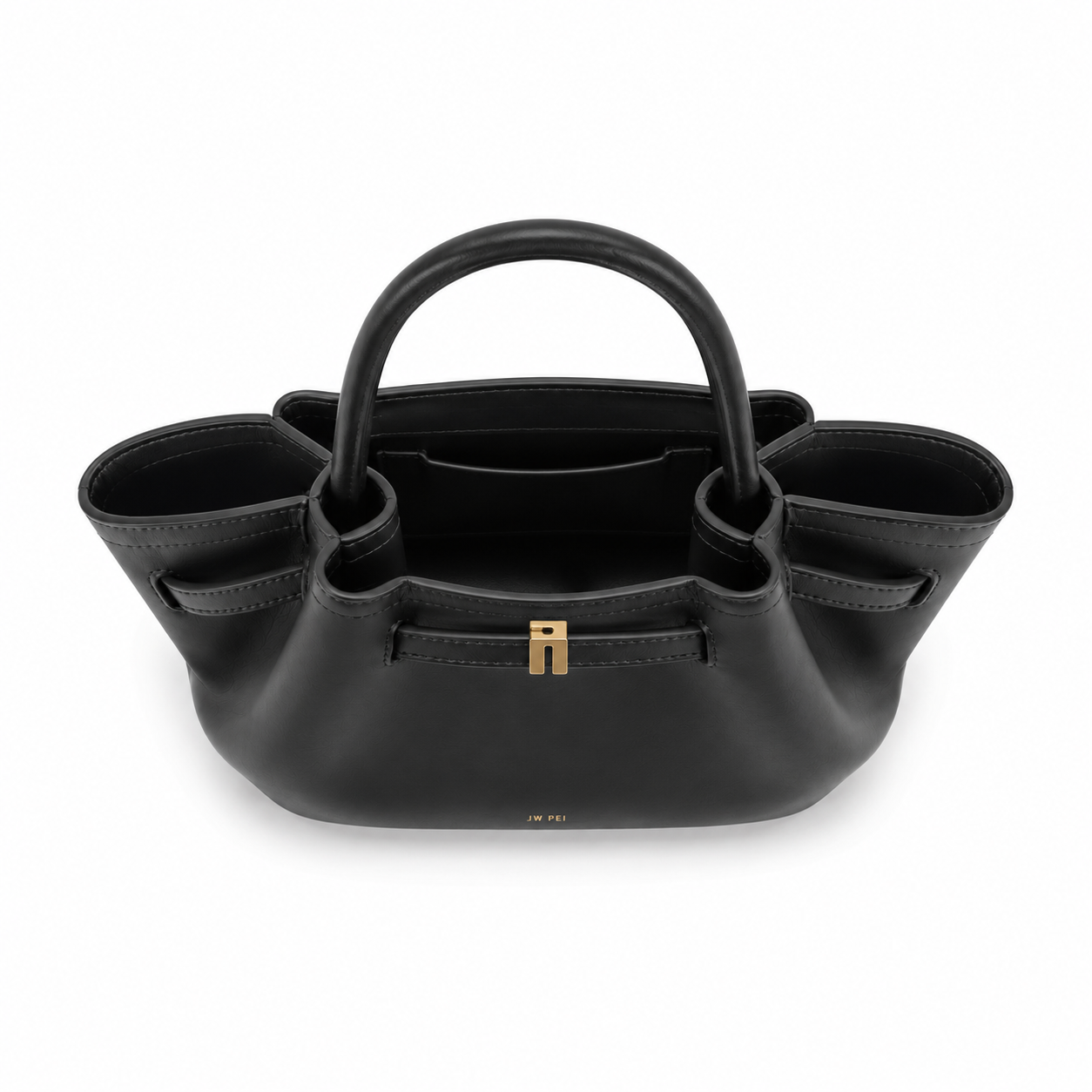 Matte Black Winged Top-Handle Handbag-2